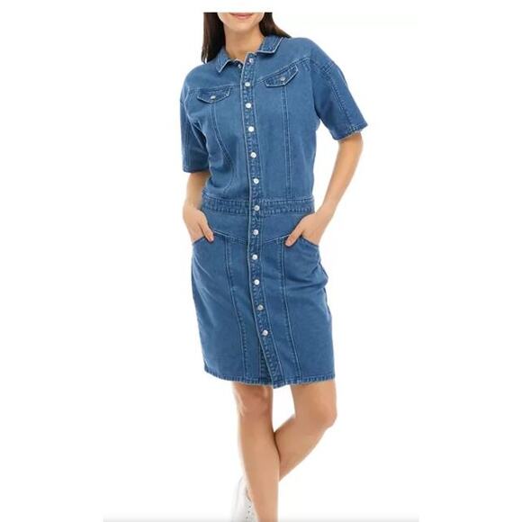 Gloria Vanderbelt X Christian Siriano Denim Dress Womens Size 14 - Picture 1 of 9